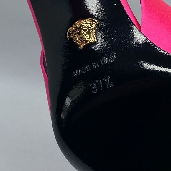 Versace La Medusa Embellished Silk Blend Slingback Pump size 37.5 - Picture 14 of 14